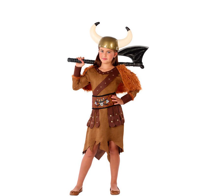 Brown Viking costume for girls