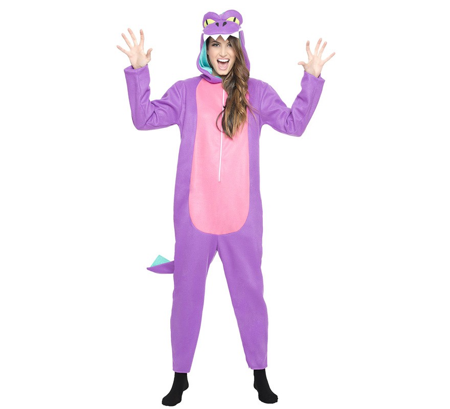 Fato de dinossauro lilás para mulher Fato de dinossauro lilás para mulher