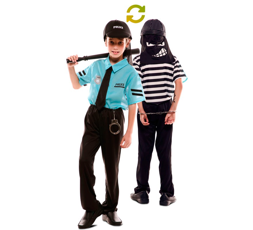 Fato de polícia e ladrão duplo para crianças