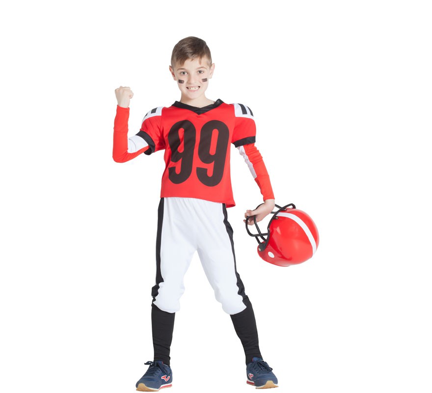 Red and White Rugby Player Costume for Boys