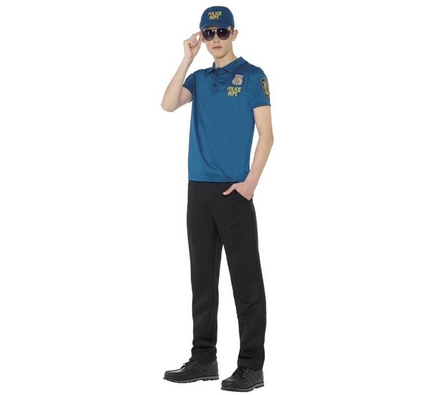 Police Costume or Kit for men: T-shirt, Cap and glasses