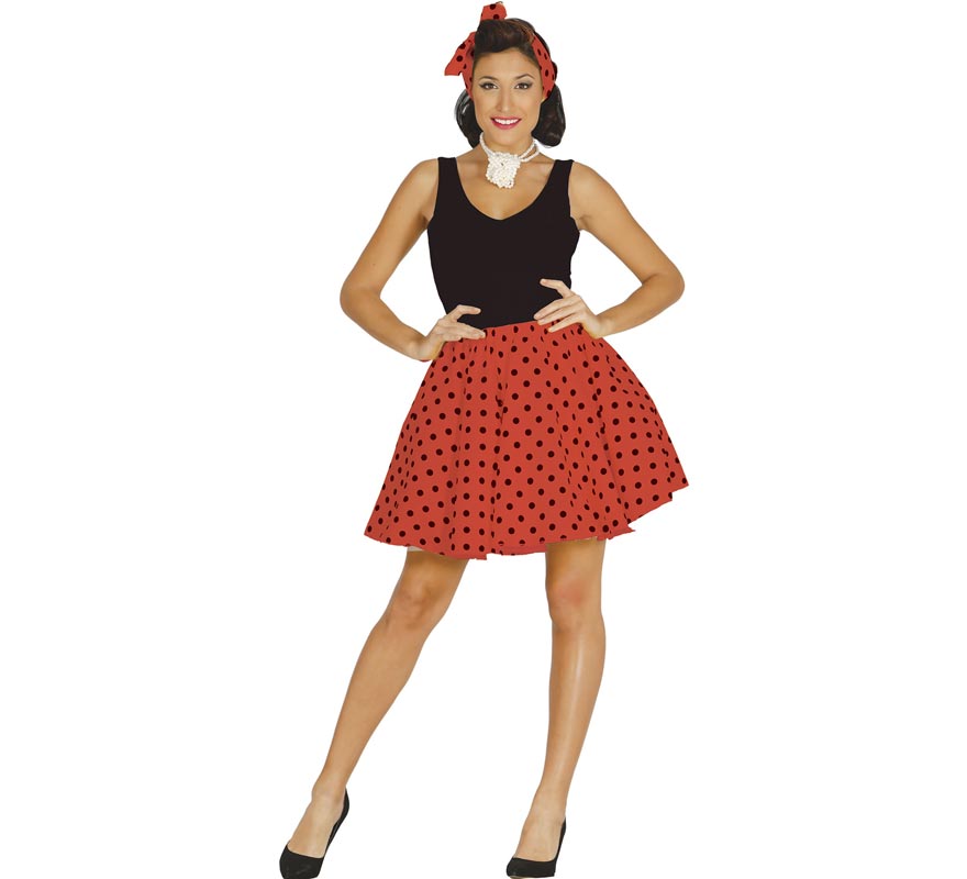 Traje ou Kit Pin Up Vermelho dos Anos 50 para mulher: saia e laço Traje ou Kit Pin Up Vermelho dos Anos 50 para mulher: saia e laço