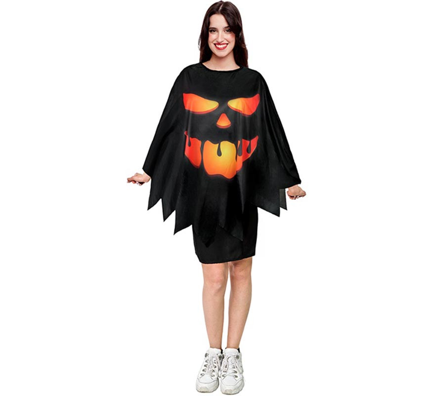 Adult scary black pumpkin costume or poncho 75 cm