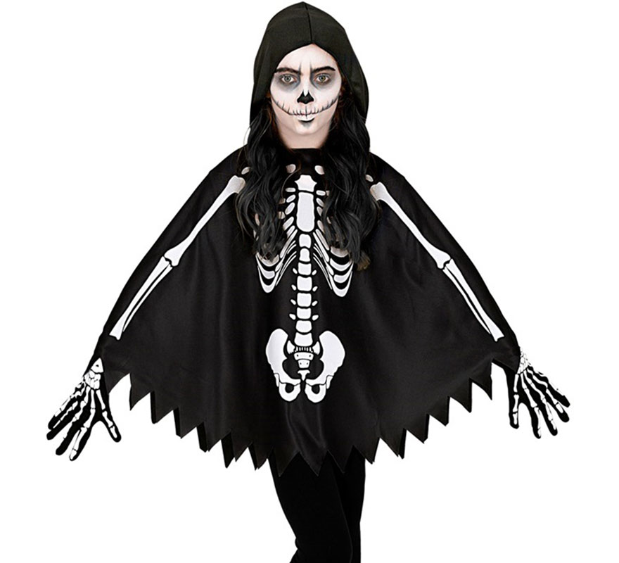 Skeleton Costume or Poncho for Girls