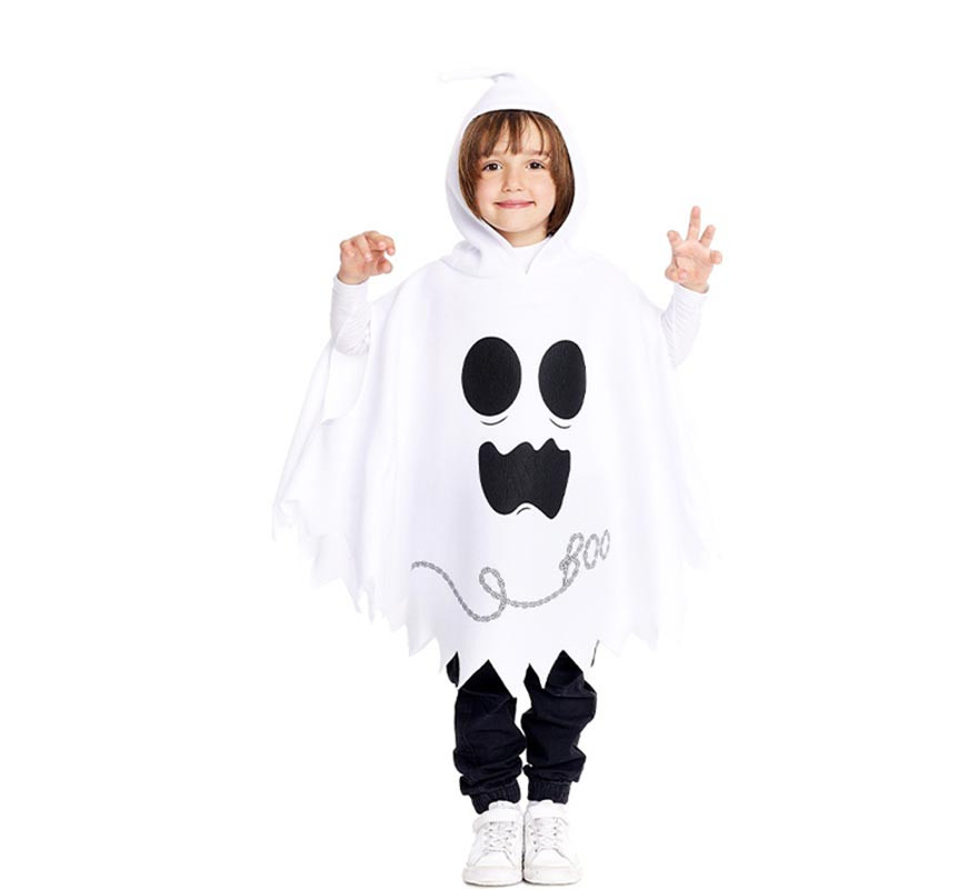 Fato de Fantasma Branco ou Poncho com capuz para bebé e criança