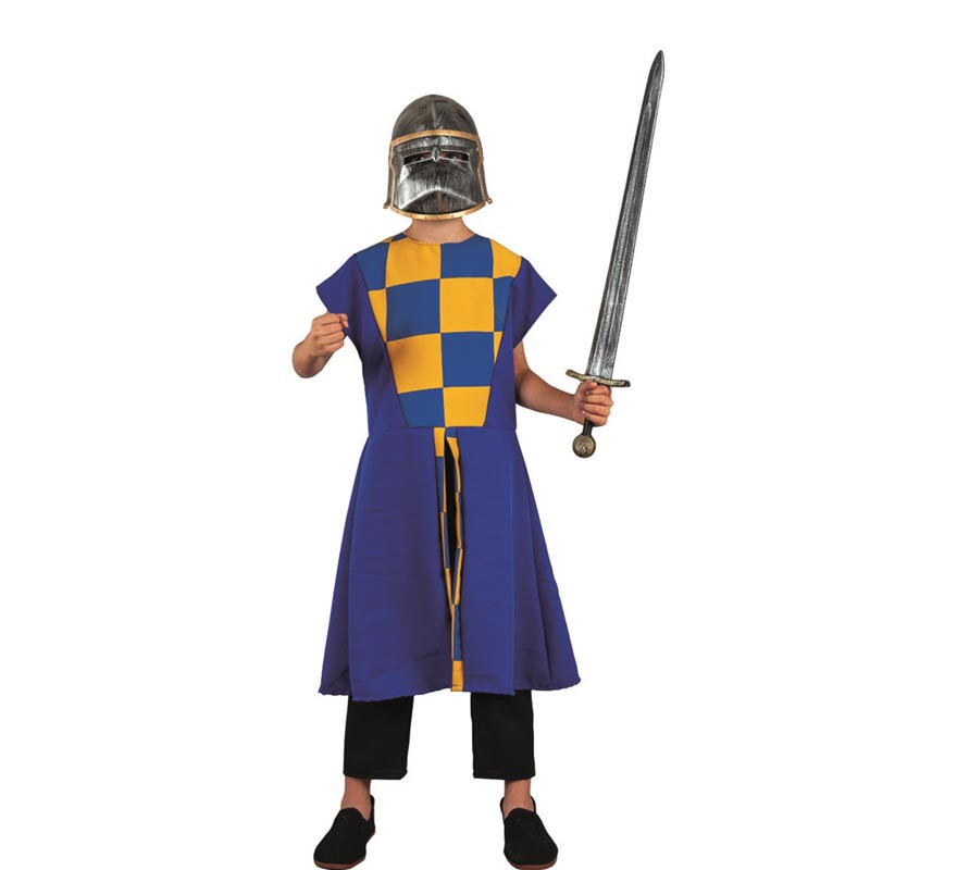 Medieval blue plaid costume or surcoat for children