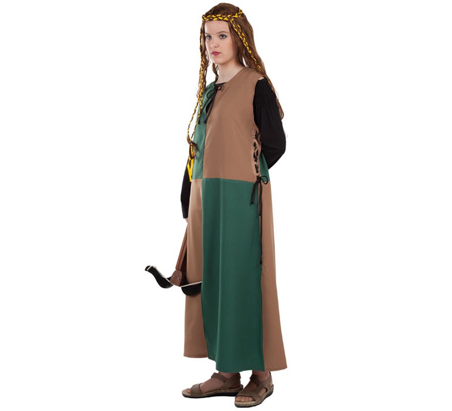 Medieval Brown and Green Costume or Tunic for adults