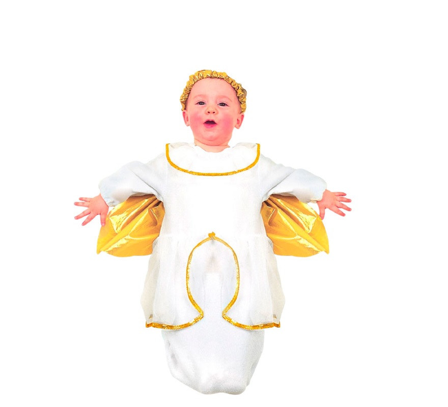 Fantasia de Saco de Anjo Dourado para Bebê