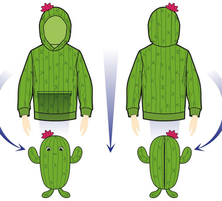 Fato de moletom de pelúcia Carmen Cactus para adulto