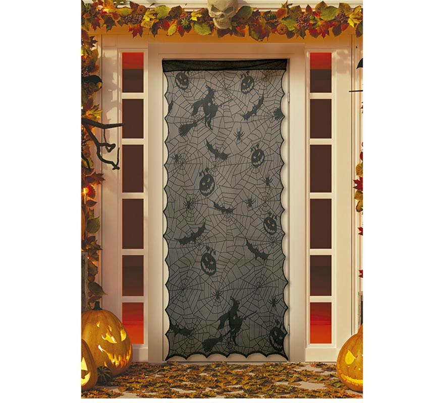 Door Lace Pumpkins and Bats black 194x100 cm Door Lace Pumpkins and Bats black 194x100 cm