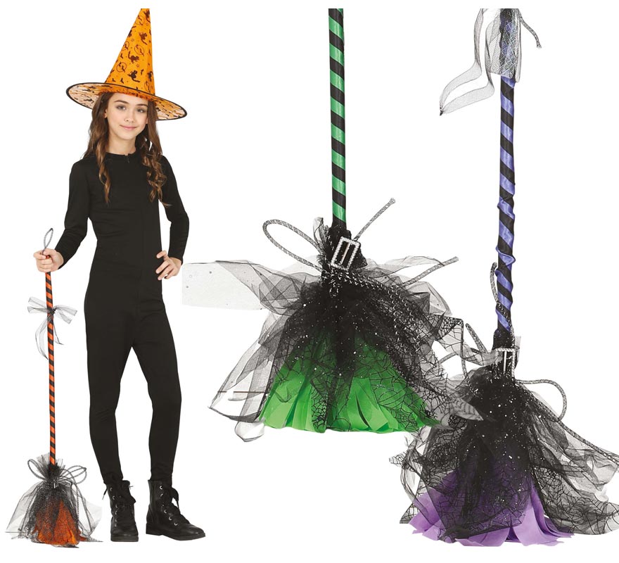 Vassoura de bruxa sortida 95cm Vassoura de bruxa sortida 95cm