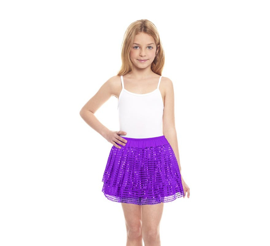 Saia roxa com lantejoulas para criança