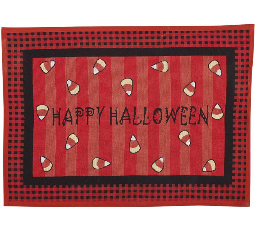 Capacho Happy Halloween vermelho 67x49 cm