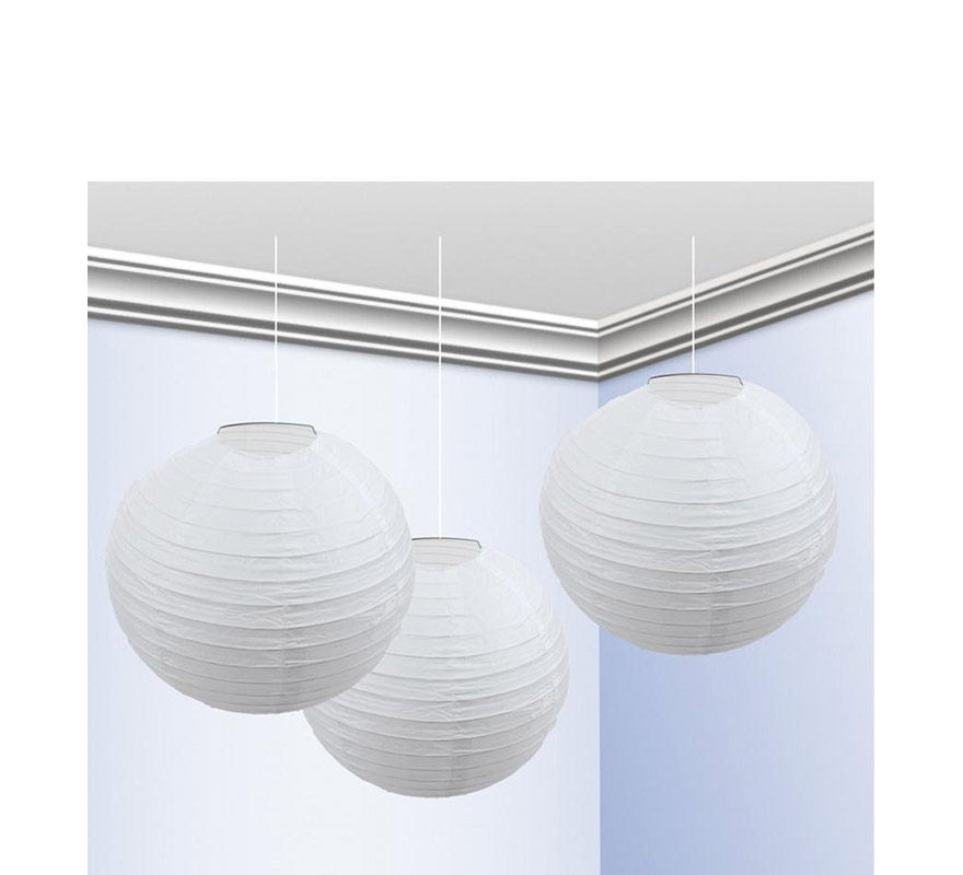 Bag of 3 25 cm white lanterns