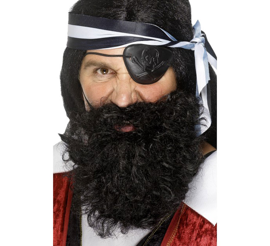 Barba e bigode de pirata preto