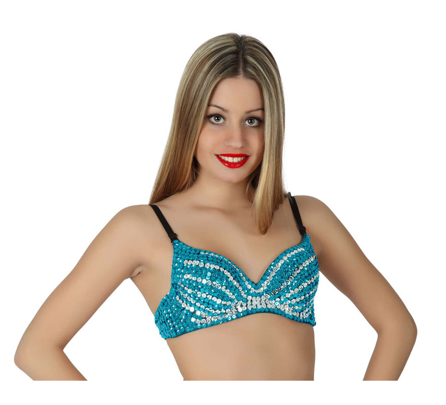 Sutiã ou dança de lantejoulas árabe azul superior