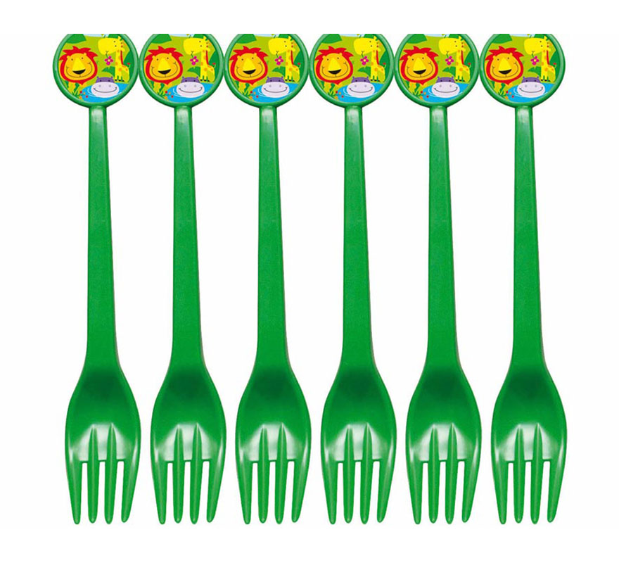 Blister of 6 plastic Jungle Forks 17 cm