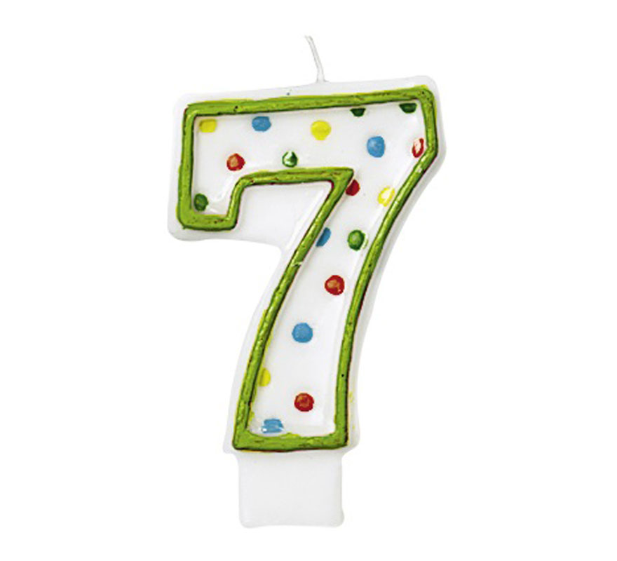 Colored Dots Candle with the number 7 for birthdays