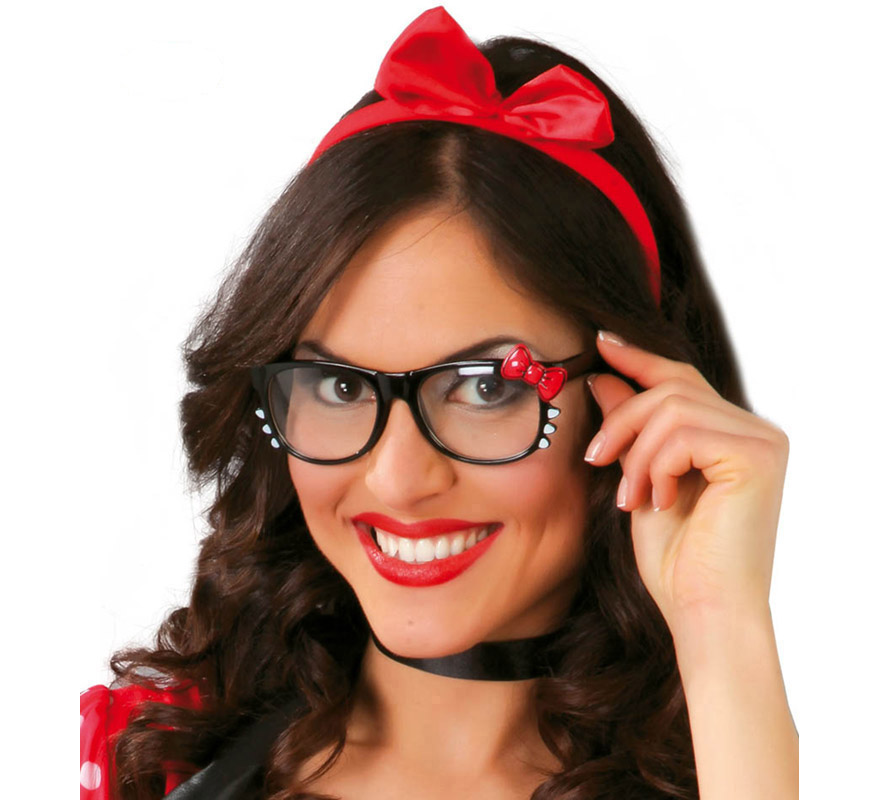 Óculos com laço e brilhantes