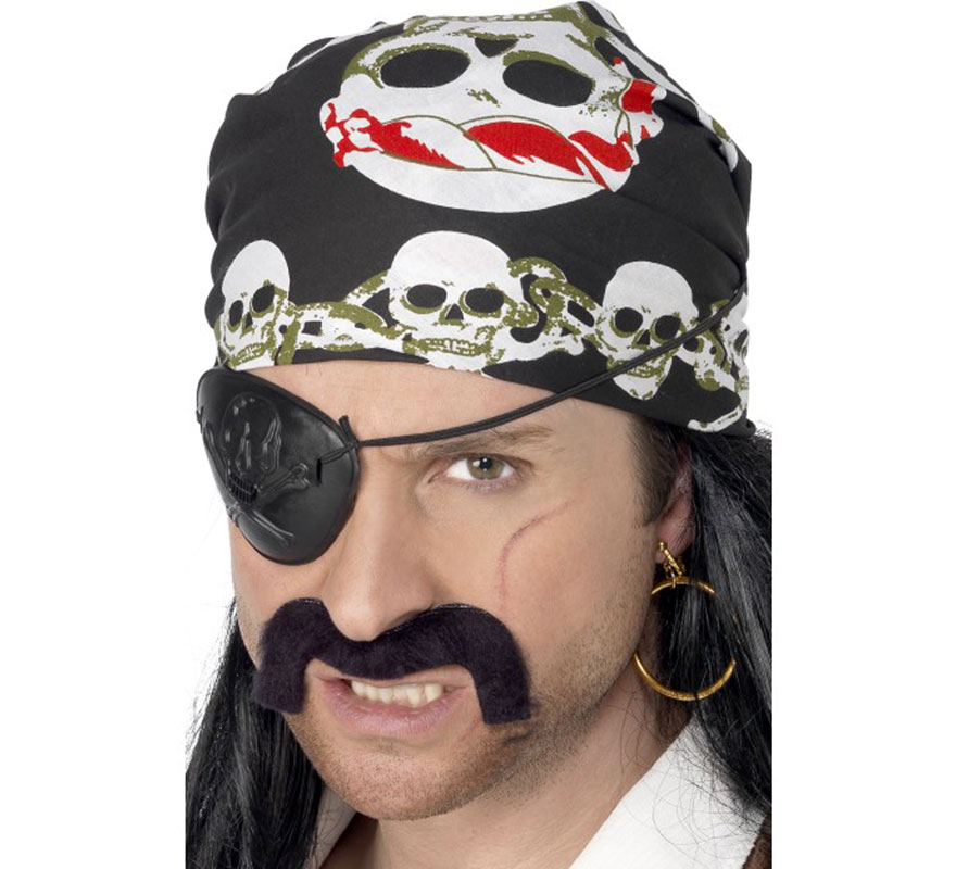 Bandana de pirata com caveiras vermelhas e verdes
