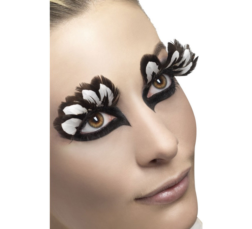 Black and White Feather Eyelashes with Glue