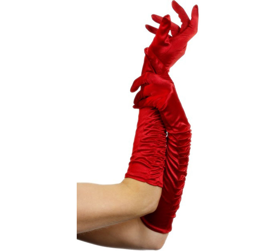 Long Red Seductive Gloves 46 cm for Women Long Red Seductive Gloves 46 cm for Women