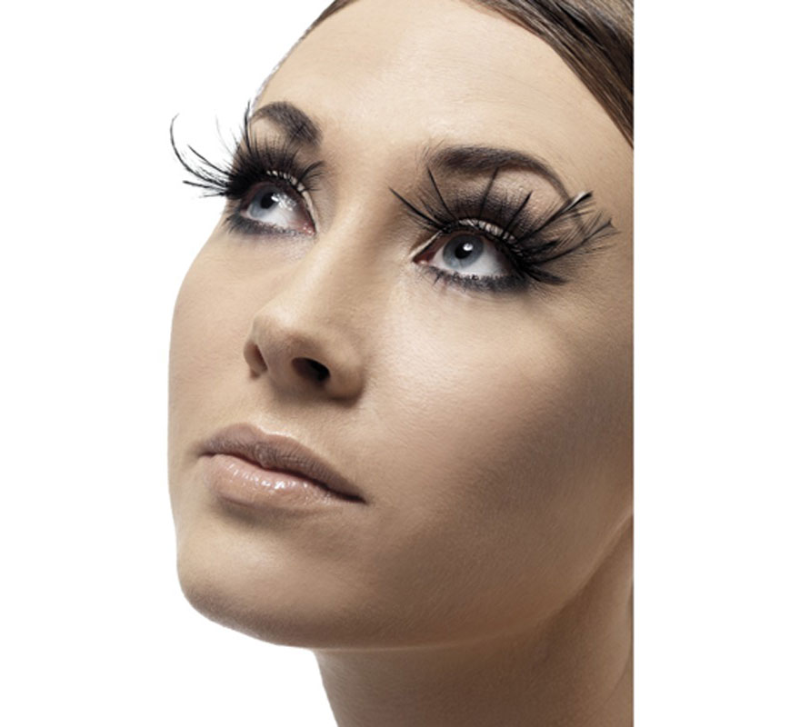 Long Black Feather Eyelashes with Glue