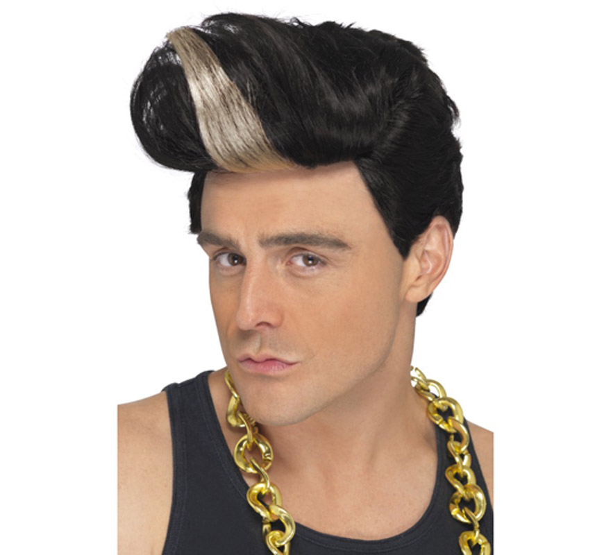 1990s Rap Star wig with toupee and blonde strands