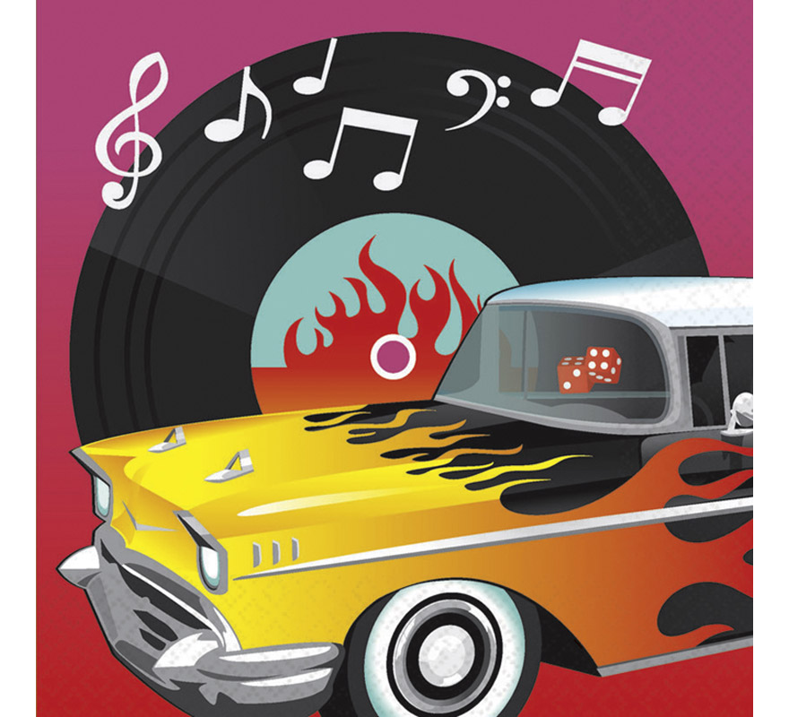 Bag of 16 Classic 50's Rock and Roll Napkins 33x33cm