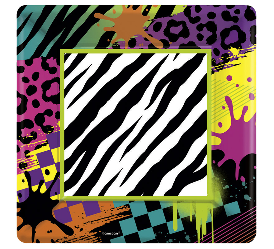 Pack de 8 pratos totalmente quadrados dos anos 80 de 17,7 cm