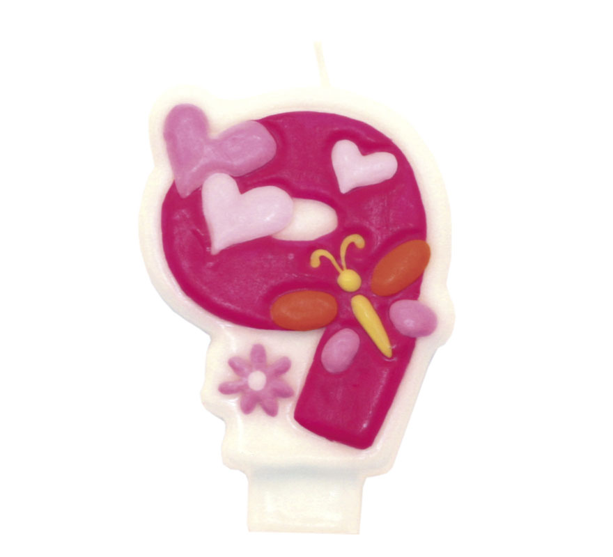 Vela Glamour Girl com o número 9 para aniversário Vela Glamour Girl com o número 9 para aniversário