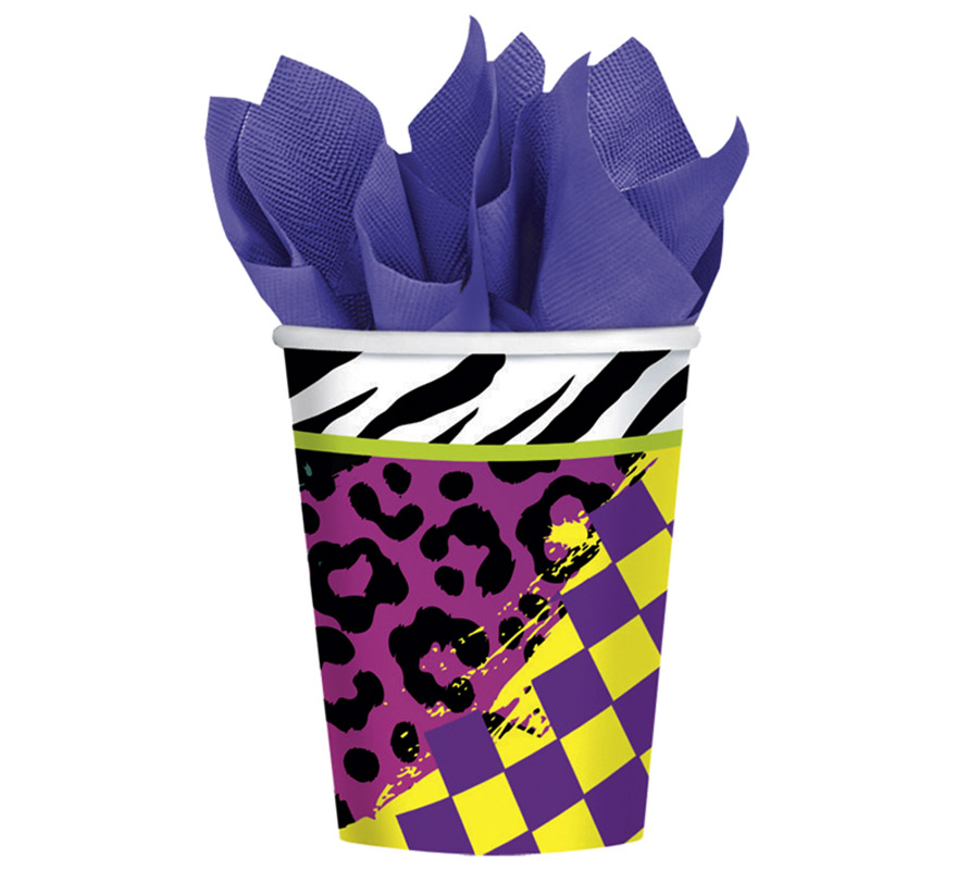 Embalagem de 8 Copos de Totalmente dos Anos 80 de 266 ml