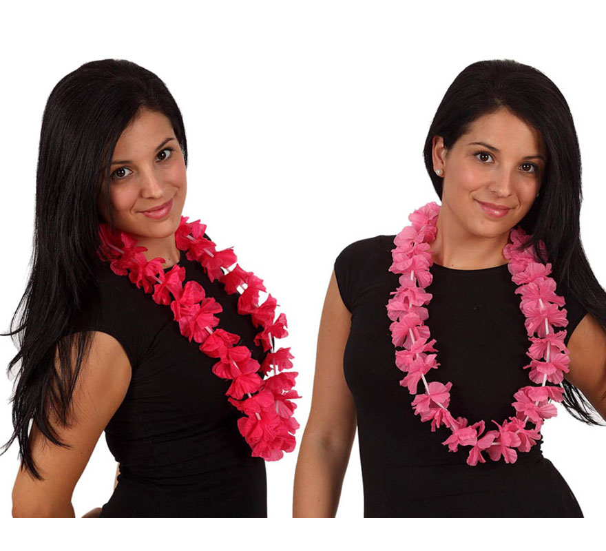 Hawaiian necklace with flowers 2 assorted colors