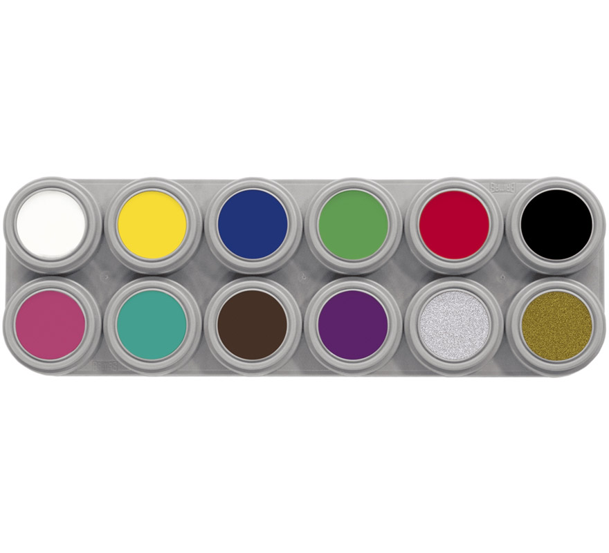 Paleta de maquiagem com água 12 cores de 2,5 ml.