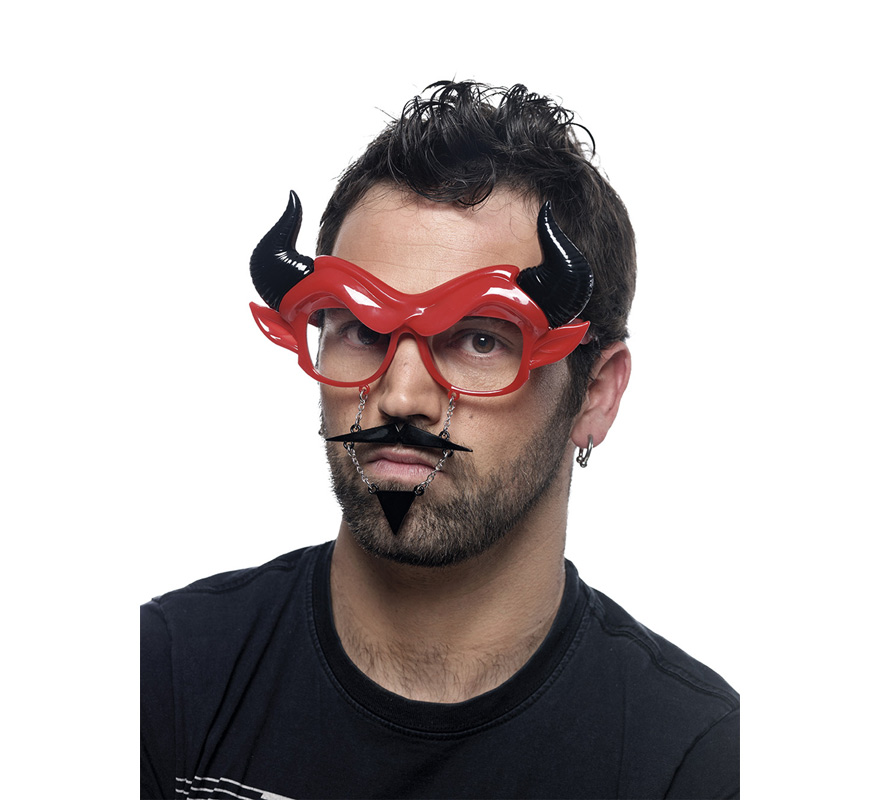Devil Glasses with Mustache, Fly and Horns
