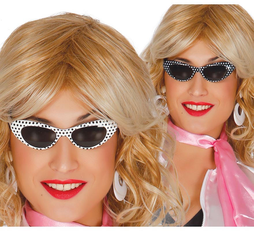 Óculos de bolinhas dos anos 50 ou 60