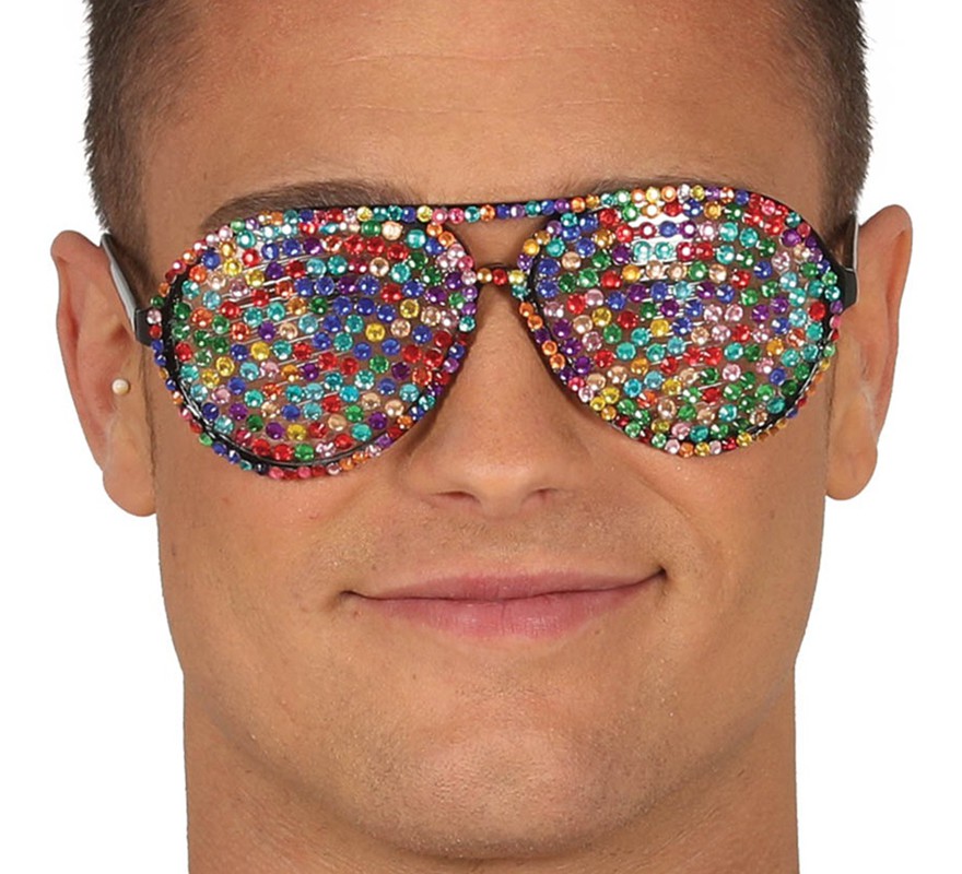 Glasses with Multicolored Rhinestones