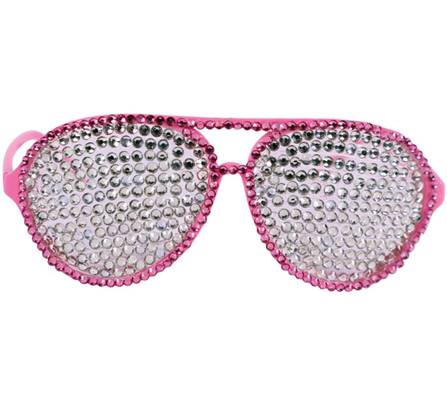 Óculos cor de rosa com brilhantes de prata Óculos cor de rosa com brilhantes de prata