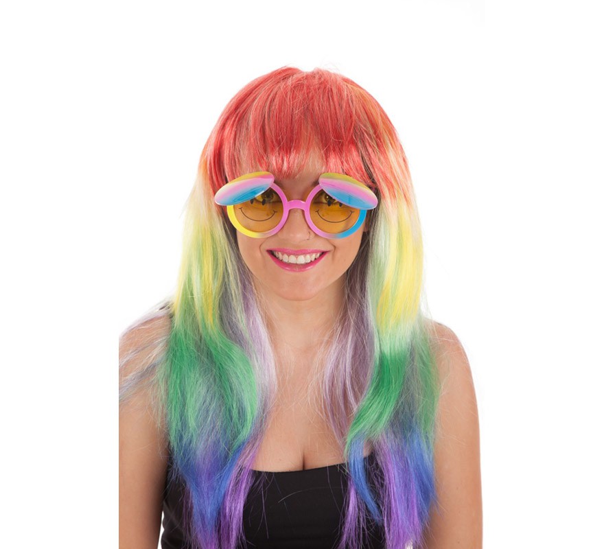 Óculos Smile dos anos 60 com cristais amarelos e bonés Óculos Smile dos anos 60 com cristais amarelos e bonés