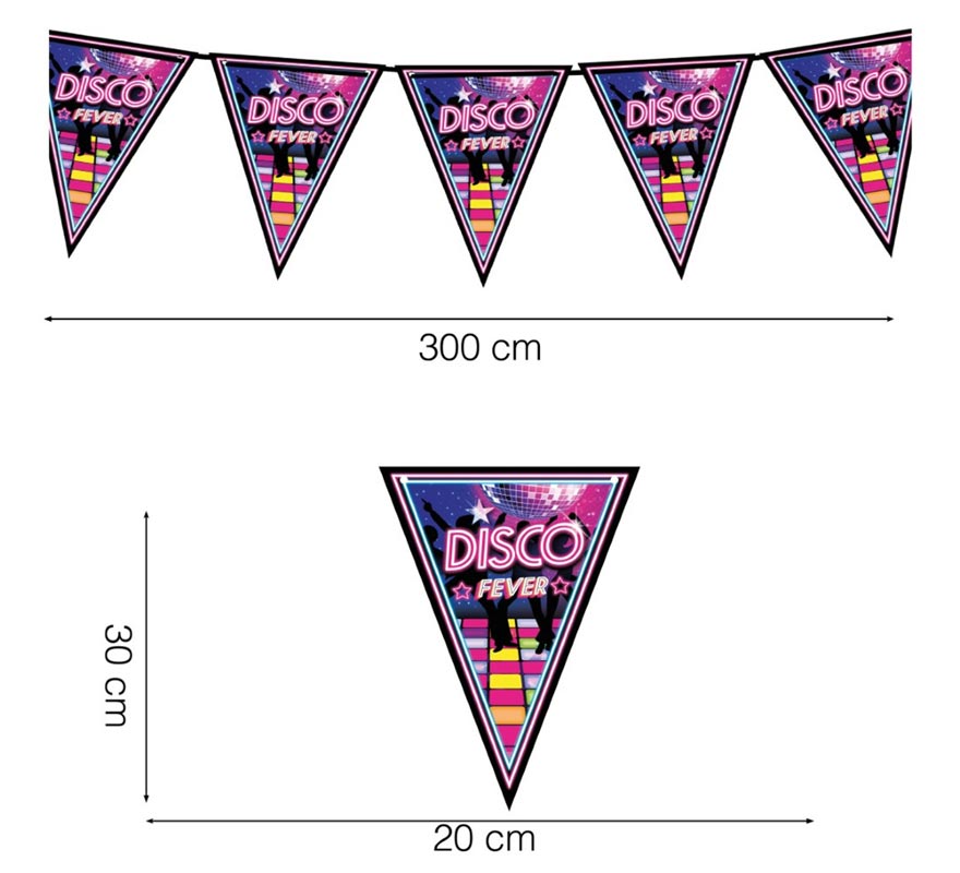 Disco Fever Pennant Paper 300 cm 20x30 cm