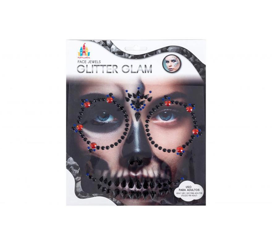 Red and black Skull Adhesive Facial Gems