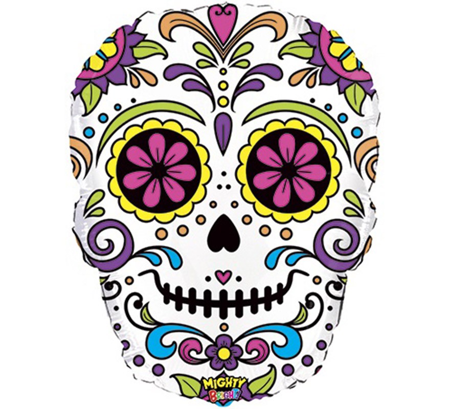 Balão metálico metálico de 68 cm da folha de catrina mexicana