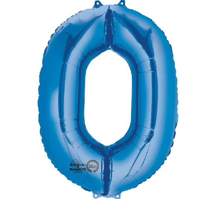 Blue metallic balloon number 0, 86 cm high Blue metallic balloon number 0, 86 cm high