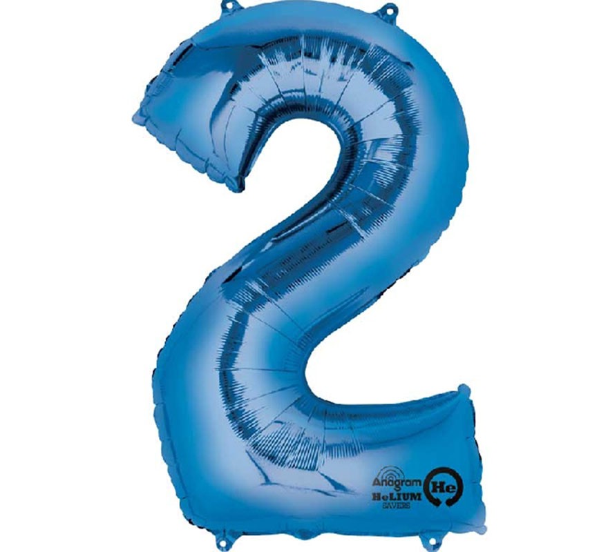 Balão metálico azul número 2