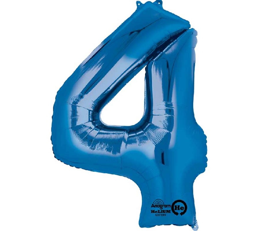 Balão metálico azul número 4