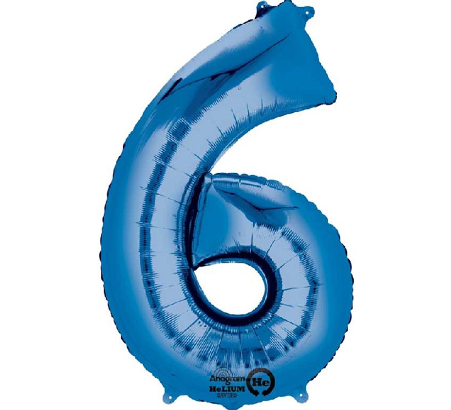 Balão metálico azul número 6
