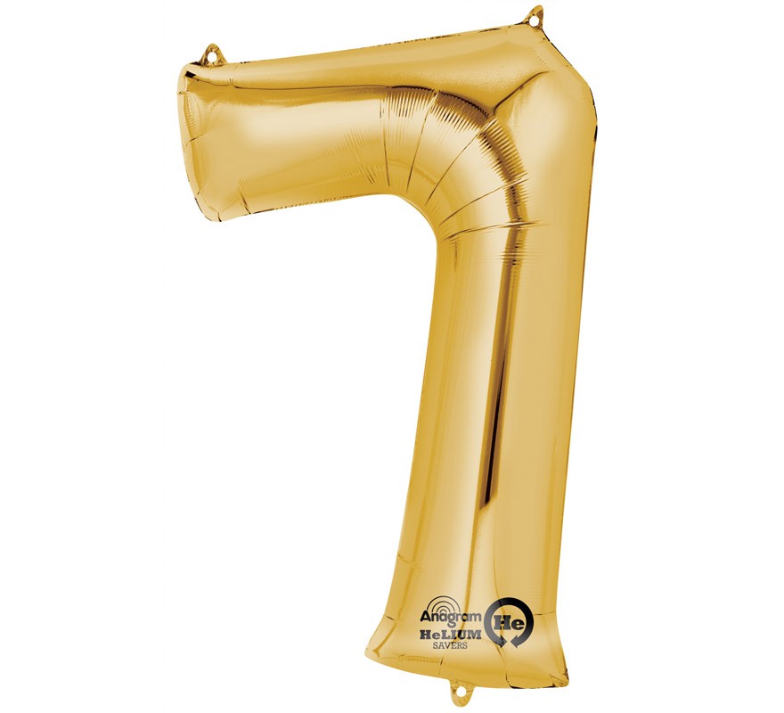 Balão metálico dourado número 7 de 55x88 cm