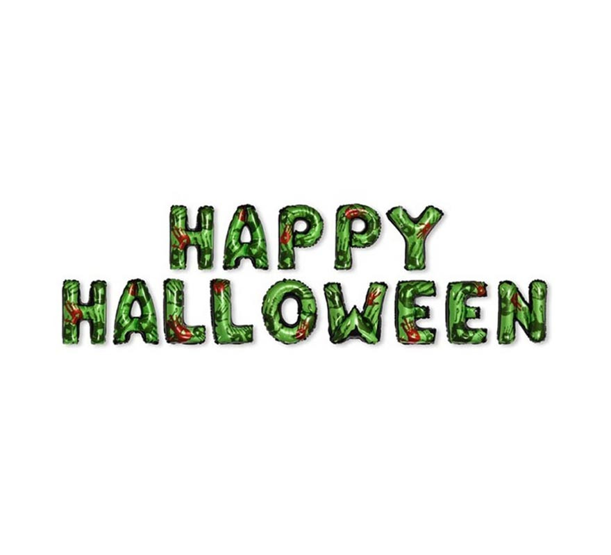 'Balões Verdes ''Feliz Halloween'''
