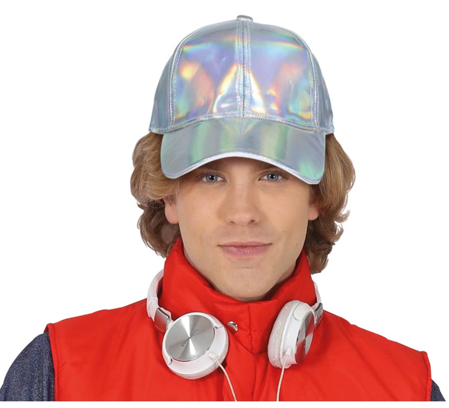 Boné metálico prateado adulto