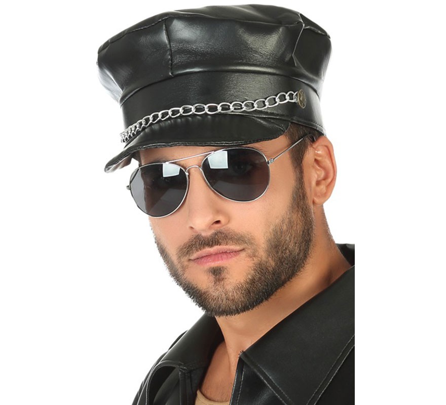 Boné de couro com efeito punk Boné de couro com efeito punk
